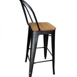 Mathi Design Chaises Et Tabourets De Bar 2 Chaises De Bar En Acier Gris Et Bois Clair -Bancs Soldes 2 chaises de bar en acier gris et bois clair 2