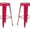 Beliani Chaises Et Tabourets De Bar 2 Tabourets De Bar Rouge De 76 Cm