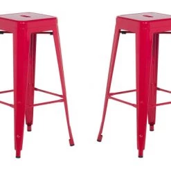 Beliani Chaises Et Tabourets De Bar 2 Tabourets De Bar Rouge De 76 Cm