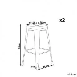 Beliani Chaises Et Tabourets De Bar 2 Tabourets De Bar Rouge De 76 Cm -Bancs Soldes 2 tabourets de bar rouge de 76 cm 5
