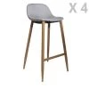 Toilinux Chaises Et Tabourets De Bar 4 Tabourets De Bar Scandinave Gris -Bancs Soldes 4 tabourets de bar scandinave gris