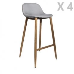 Toilinux Chaises Et Tabourets De Bar 4 Tabourets De Bar Scandinave Gris