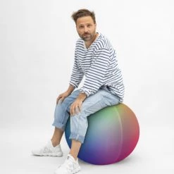 Sitting Point Chaises De Bureau Balle D'assise Arc-en-ciel Avec Poignée Polyester D65 -Bancs Soldes balle d assise arc en ciel avec poignee polyester d65 3