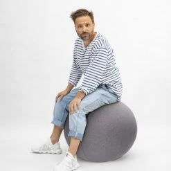 Sitting Point Chaises De Bureau Balle D'assise Aspect Feutrine Gris Avec Poignée Polyester D65 -Bancs Soldes balle d assise aspect feutrine gris avec poignee polyester d65 3