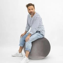 Sitting Point Chaises De Bureau Balle D'assise Avec Poignée Gris Clair Velours D65 -Bancs Soldes balle d assise avec poignee gris clair velours d65 3