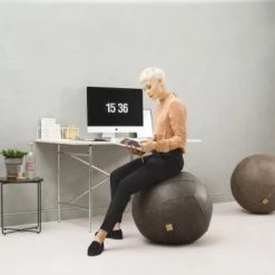 Sitting Point Chaises De Bureau Balle D'assise Design Simili Cuir Anthracite Avec Poignée D65 -Bancs Soldes balle d assise design simili cuir anthracite avec poignee d65 2