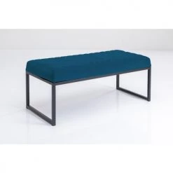 Kare Design Bancs Banc 1 Place En Velours Bleu Et Acier Noir -Bancs Soldes banc 1 place en velours bleu et acier noir 3