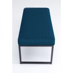 Kare Design Bancs Banc 1 Place En Velours Bleu Et Acier Noir -Bancs Soldes banc 1 place en velours bleu et acier noir 5