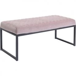Kare Design Bancs Banc 1 Place En Velours Rose Et Acier Noir -Bancs Soldes banc 1 place en velours rose et acier noir 2