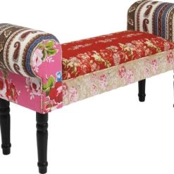 Kare Design Bancs Banc 1 Place Patchwork Rouge Et Bouleau Massif -Bancs Soldes banc 1 place patchwork rouge et bouleau massif 2