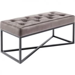 Kare Design Bancs Banc 1 Place Velours Gris Et Acier Noir -Bancs Soldes banc 1 place velours gris et acier noir 3