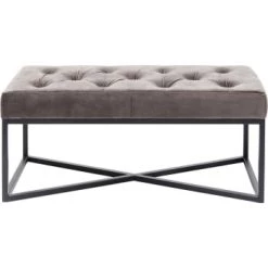 Kare Design Bancs Banc 1 Place Velours Gris Et Acier Noir -Bancs Soldes banc 1 place velours gris et acier noir 5