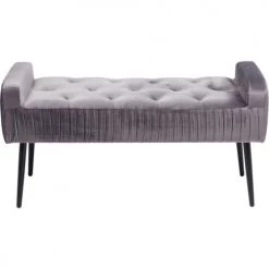 Kare Design Bancs Banc 1 Place Velours Gris Et Acier Noir