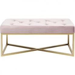 Kare Design Bancs Banc 1 Place Velours Rose Et Acier Doré