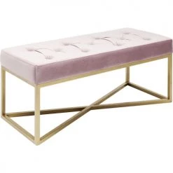 Kare Design Bancs Banc 1 Place Velours Rose Et Acier Doré -Bancs Soldes banc 1 place velours rose et acier dore 3