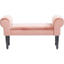 Kare Design Bancs Banc 1 Place Velours Rose Et Bouleau Massif