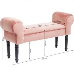 Kare Design Bancs Banc 1 Place Velours Rose Et Bouleau Massif -Bancs Soldes banc 1 place velours rose et bouleau massif 3