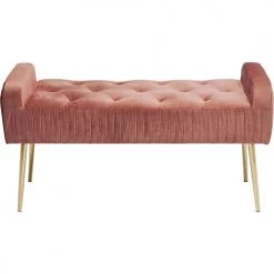 Kare Design Bancs Banc 1 Places Velours Rose Et Acier Doré