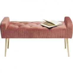 Kare Design Bancs Banc 1 Places Velours Rose Et Acier Doré -Bancs Soldes banc 1 places velours rose et acier dore 3