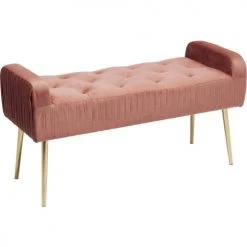 Kare Design Bancs Banc 1 Places Velours Rose Et Acier Doré -Bancs Soldes banc 1 places velours rose et acier dore 4