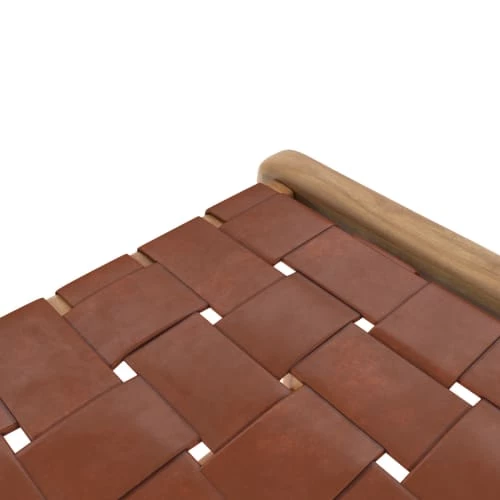 Rendez Vous Déco Bancs Banc 120 Cm En Cuir Tréssé Marron Et Bois De Teck 7 Rendez Vous Déco Bancs Banc 120 Cm En Cuir Tréssé Marron Et Bois De Teck – Image 5