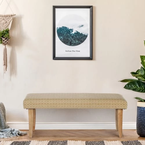 WOMO-DESIGN Bancs Banc, 120x48x40 Cm, Revêtement En Tissu, Or 4 WOMO-DESIGN Bancs Banc, 120x48x40 Cm, Revêtement En Tissu, Or – Image 2