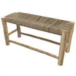 Rendez Vous Déco Bancs Banc 2 Places 90 Cm En Jonc De Mer Et Branche De Teck -Bancs Soldes banc 2 places 90 cm en jonc de mer et branche de teck 4