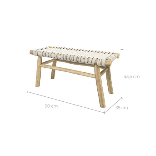 Rendez Vous Déco Bancs Banc 2 Places 90 Cm Tressé En Macramé Et Branche De Teck 6 Rendez Vous Déco Bancs Banc 2 Places 90 Cm Tressé En Macramé Et Branche De Teck – Image 4