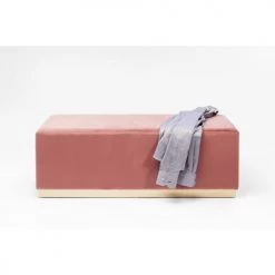 Kare Design Bancs Banc 2 Places Coffre De Rangement Velours Rose Et Acier Doré -Bancs Soldes banc 2 places coffre de rangement velours rose et acier dore 2