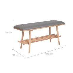 Rendez Vous Déco Bancs Banc 2 Places En Bois D'hévéa Huilé Et Tissu Gris -Bancs Soldes banc 2 places en bois d hevea huile et tissu gris 2