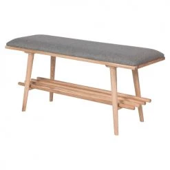 Rendez Vous Déco Bancs Banc 2 Places En Bois D'hévéa Huilé Et Tissu Gris