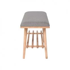 Rendez Vous Déco Bancs Banc 2 Places En Bois D'hévéa Huilé Et Tissu Gris -Bancs Soldes banc 2 places en bois d hevea huile et tissu gris 4