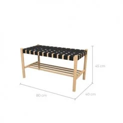 Rendez Vous Déco Bancs Banc 2 Places En Bois D'hévéa Huilé Et Tissu Noir -Bancs Soldes banc 2 places en bois d hevea huile et tissu noir 3