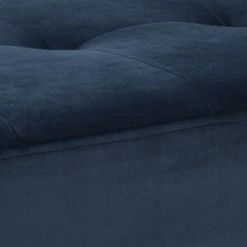 Toilinux Bancs Banc 2 Places En Métal Et Tissus Effet Velours Bleu Et Noir -Bancs Soldes banc 2 places en metal et tissus effet velours bleu et noir 4