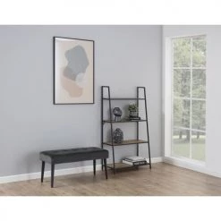 Toilinux Bancs Banc 2 Places En Métal Et Tissus Effet Velours Gris Et Noir -Bancs Soldes banc 2 places en metal et tissus effet velours gris et noir 1