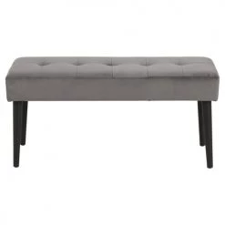 Toilinux Bancs Banc 2 Places En Métal Et Tissus Effet Velours Gris Et Noir -Bancs Soldes banc 2 places en metal et tissus effet velours gris et noir 3