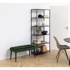 Toilinux Bancs Banc 2 Places En Métal Et Tissus Effet Velours Vert -Bancs Soldes banc 2 places en metal et tissus effet velours vert 7