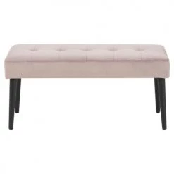 Toilinux Bancs Banc 2 Places En Métal Et Tissus Effet Velours Vieux Rose Et Noir -Bancs Soldes banc 2 places en metal et tissus effet velours vieux rose et noir 3