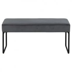 Toilinux Bancs Banc 2 Places En Tissus Effet Velours Et Métal Gris -Bancs Soldes banc 2 places en tissus effet velours et metal gris 3