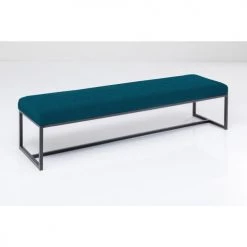 Kare Design Bancs Banc 2 Places En Velours Bleu Et Acier Noir -Bancs Soldes banc 2 places en velours bleu et acier noir 2