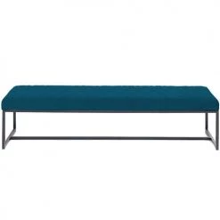 Kare Design Bancs Banc 2 Places En Velours Bleu Et Acier Noir