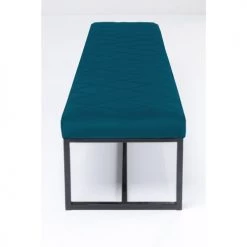 Kare Design Bancs Banc 2 Places En Velours Bleu Et Acier Noir -Bancs Soldes banc 2 places en velours bleu et acier noir 3