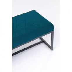 Kare Design Bancs Banc 2 Places En Velours Bleu Et Acier Noir -Bancs Soldes banc 2 places en velours bleu et acier noir 4