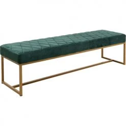 Kare Design Bancs Banc 2 Places En Velours Vert Et Acier Doré -Bancs Soldes banc 2 places en velours vert et acier dore 1