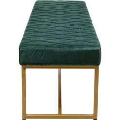 Kare Design Bancs Banc 2 Places En Velours Vert Et Acier Doré -Bancs Soldes banc 2 places en velours vert et acier dore 2