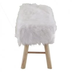 Grenier Alpin Bancs Banc 2 Places Fourrure Synthétique Blanche Et Hévéa -Bancs Soldes banc 2 places fourrure synthetique blanche et hevea 2