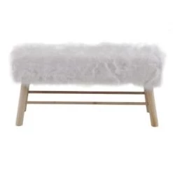 Grenier Alpin Bancs Banc 2 Places Fourrure Synthétique Blanche Et Hévéa -Bancs Soldes banc 2 places fourrure synthetique blanche et hevea 4