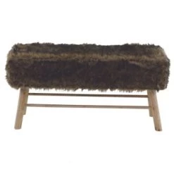 Grenier Alpin Bancs Banc 2 Places Fourrure Synthétique Blanche Et Hévéa -Bancs Soldes banc 2 places fourrure synthetique marron et hevea