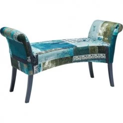 Kare Design Bancs Banc 2 Places Patchwork Bleu-vert Et Hêtre Massif -Bancs Soldes banc 2 places patchwork bleu vert et hetre massif 2