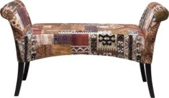 Kare Design Bancs Banc 2 Places Patchwork Bleu-vert Et Hêtre Massif -Bancs Soldes banc 2 places patchwork marron et hetre massif 6